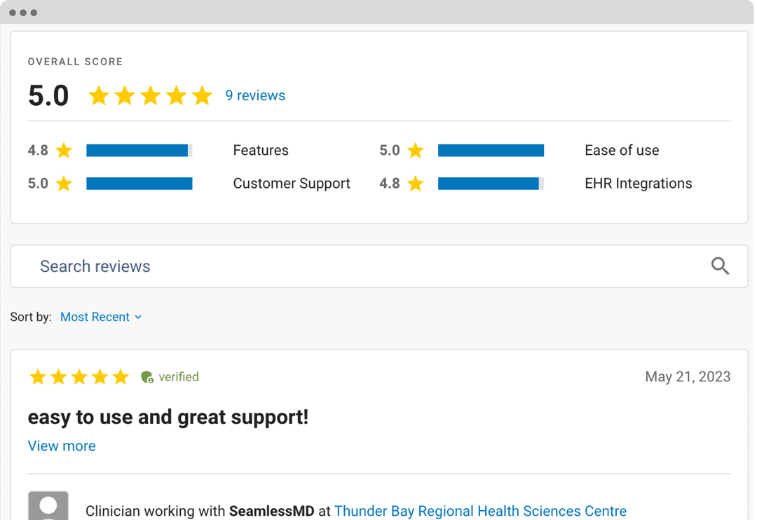 reviews screenshot